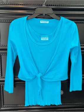 Michael Stars Blue 2- piece Tie-Front Layered Camisole Set